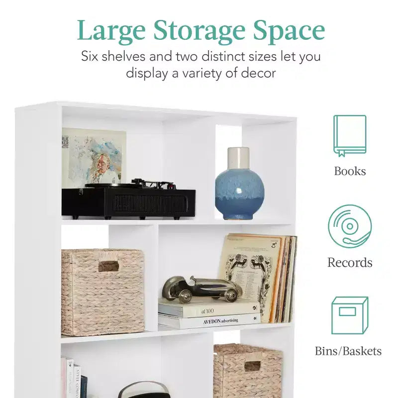 Libreria moderna in legno a 3 ripiani in stile Mid-Century con pannelli posteriori rimovibili e piedini sfalsati in pino di Best Choice Products