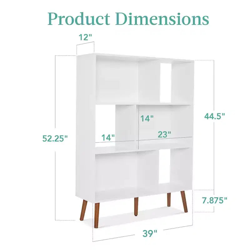 Libreria moderna in legno a 3 ripiani in stile Mid-Century con pannelli posteriori rimovibili e piedini sfalsati in pino di Best Choice Products