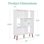 Libreria moderna in legno a 3 ripiani in stile Mid-Century con pannelli posteriori rimovibili e piedini sfalsati in pino di Best Choice Products