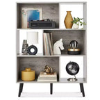 Libreria moderna in legno a 3 ripiani in stile Mid-Century con pannelli posteriori rimovibili e piedini sfalsati in pino di Best Choice Products