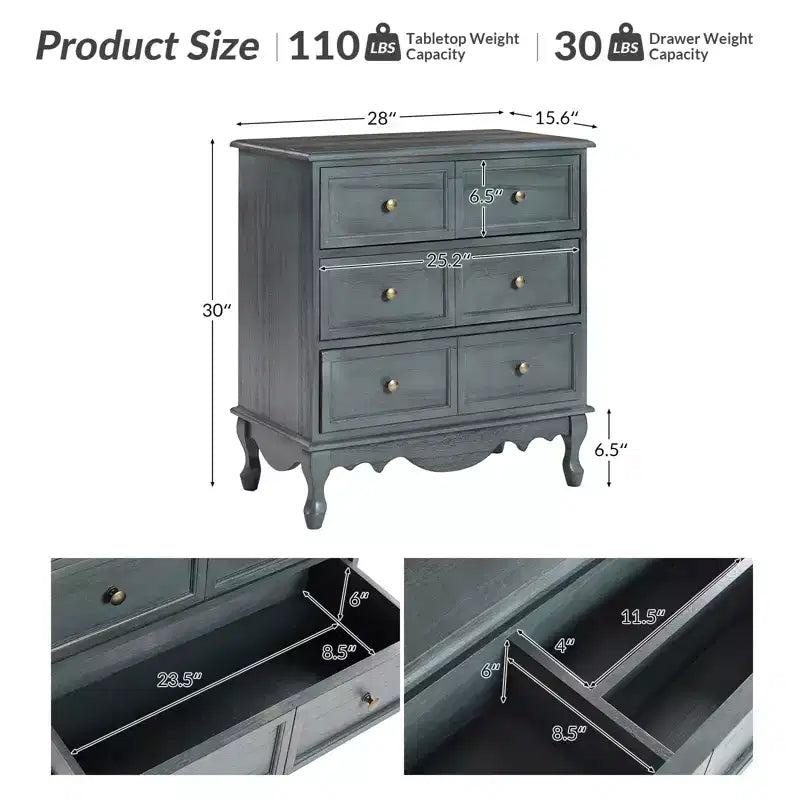 Set di 2 cassettiere tradizionali Galatea da 81 cm in legno massello a 3 cassetti con stazione di ricarica | HULALA HOME