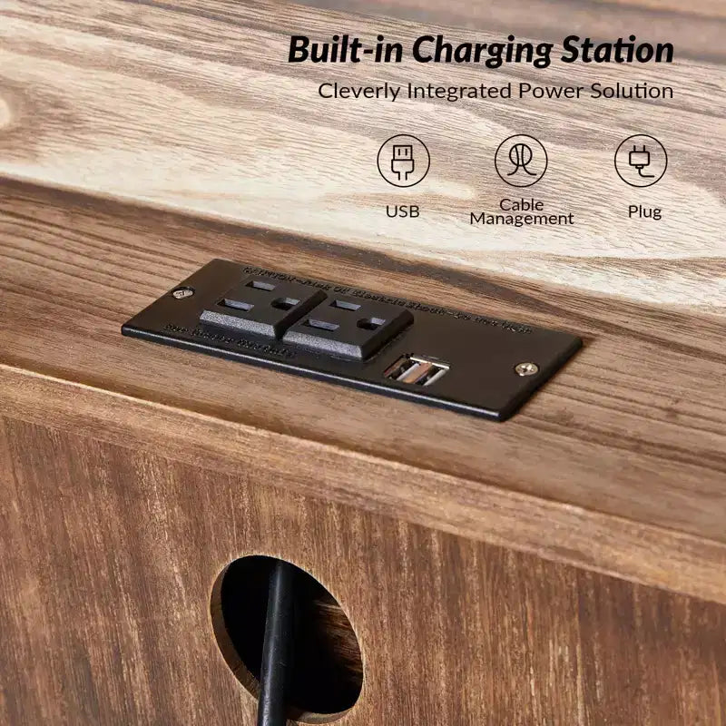 Set di 2 cassettiere tradizionali Galatea da 81 cm in legno massello a 3 cassetti con stazione di ricarica | HULALA HOME