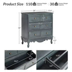 Set di 2 cassettiere tradizionali Galatea da 81 cm in legno massello a 3 cassetti con stazione di ricarica | HULALA HOME