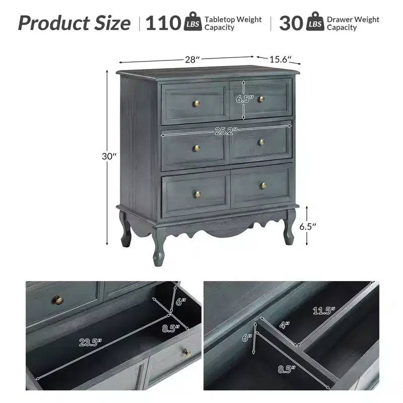 Set di 2 cassettiere tradizionali Galatea da 81 cm in legno massello a 3 cassetti con stazione di ricarica | HULALA HOME