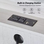 Set di 2 cassettiere tradizionali Galatea da 81 cm in legno massello a 3 cassetti con stazione di ricarica | HULALA HOME