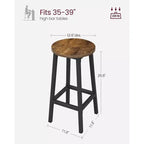 VASAGLE Sgabelli da Bar Set di 2, Sedie da Bar, Struttura in Acciaio, Altezza 65 cm, per Cucina Sala da Pranzo, Montaggio Facile, Design Industriale, Marrone Rustico e Nero