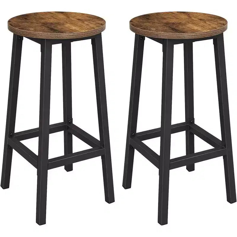 VASAGLE Sgabelli da Bar Set di 2, Sedie da Bar, Struttura in Acciaio, Altezza 65 cm, per Cucina Sala da Pranzo, Montaggio Facile, Design Industriale, Marrone Rustico e Nero