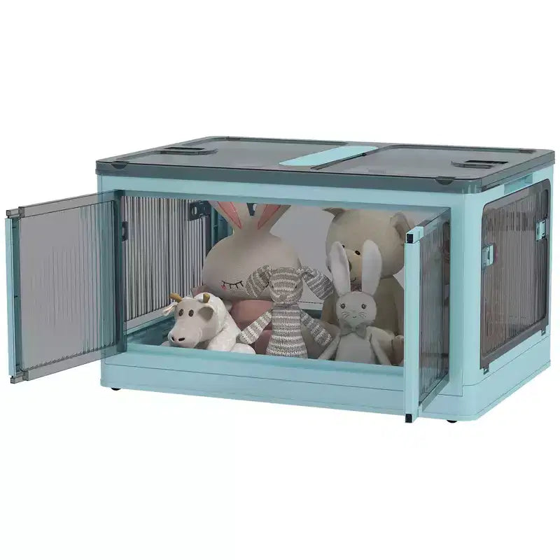 HOMCOM Contenitori Portaoggetti Pieghevoli con Coperchi e Ruote, Scatole Contenitore Pieghevoli Impilabili per Camera da Letto, Soggiorno, Ufficio