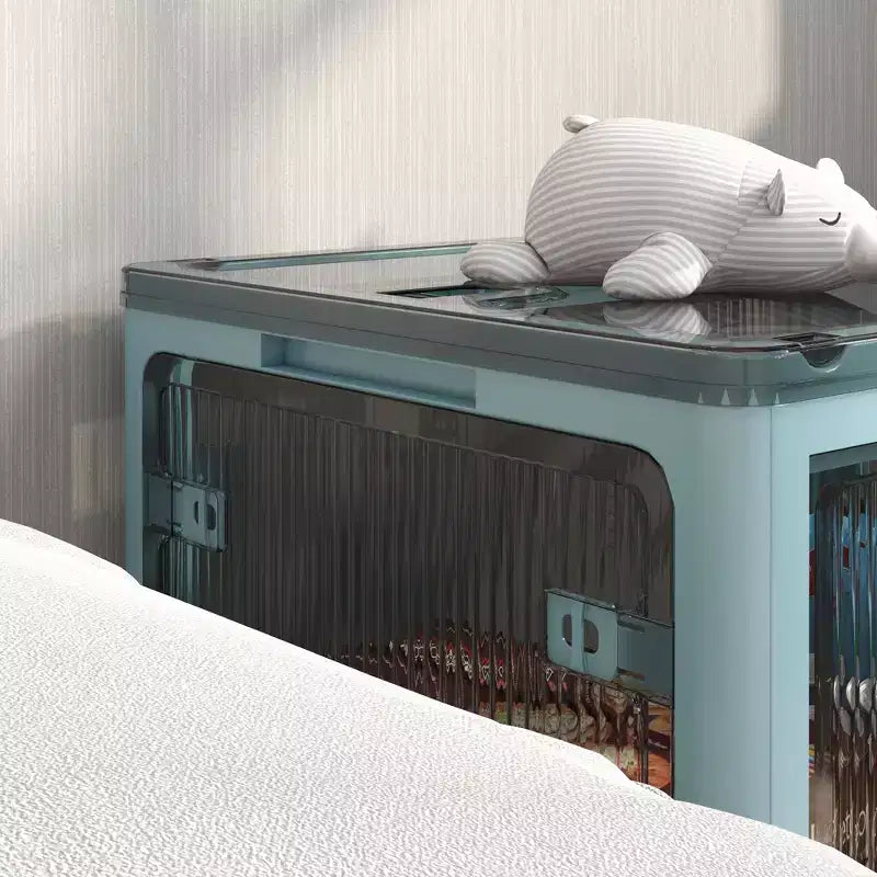HOMCOM Contenitori Portaoggetti Pieghevoli con Coperchi e Ruote, Scatole Contenitore Pieghevoli Impilabili per Camera da Letto, Soggiorno, Ufficio
