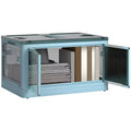 HOMCOM Collapsible Storage Bins with Lids and Wheels, Stackable Folding Storage Box for Bedroom, Living Room, Office