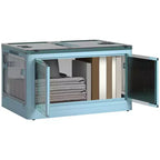HOMCOM Collapsible Storage Bins with Lids and Wheels, Stackable Folding Storage Box for Bedroom, Living Room, Office