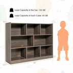 Costway Scaffale Aperto a 3 Ripiani Libreria a 8 Cubi Vetrinetta Contenitore Rovere Francese Grigio/Bianco/Giallo/Naturale/Blu/Verde