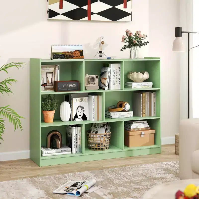Costway Scaffale Aperto a 3 Ripiani Libreria a 8 Cubi Vetrinetta Contenitore Rovere Francese Grigio/Bianco/Giallo/Naturale/Blu/Verde