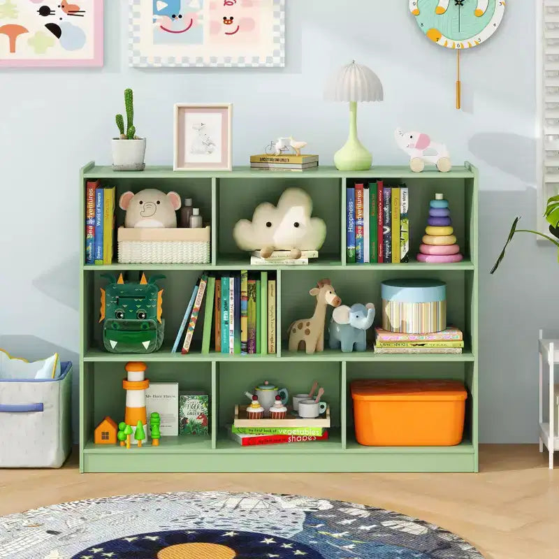 Costway Scaffale Aperto a 3 Ripiani Libreria a 8 Cubi Vetrinetta Contenitore Rovere Francese Grigio/Bianco/Giallo/Naturale/Blu/Verde