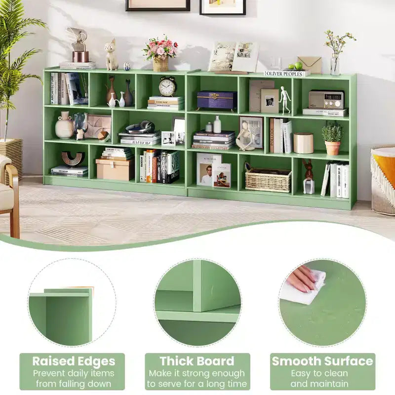 Costway Scaffale Aperto a 3 Ripiani Libreria a 8 Cubi Vetrinetta Contenitore Rovere Francese Grigio/Bianco/Giallo/Naturale/Blu/Verde