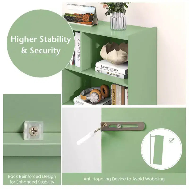Costway Scaffale Aperto a 3 Ripiani Libreria a 8 Cubi Vetrinetta Contenitore Rovere Francese Grigio/Bianco/Giallo/Naturale/Blu/Verde