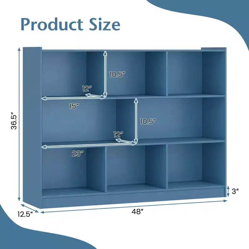 Costway Scaffale Aperto a 3 Ripiani Libreria a 8 Cubi Vetrinetta Contenitore Rovere Francese Grigio/Bianco/Giallo/Naturale/Blu/Verde