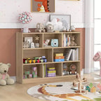Costway Scaffale Aperto a 3 Ripiani Libreria a 8 Cubi Vetrinetta Contenitore Rovere Francese Grigio/Bianco/Giallo/Naturale/Blu/Verde