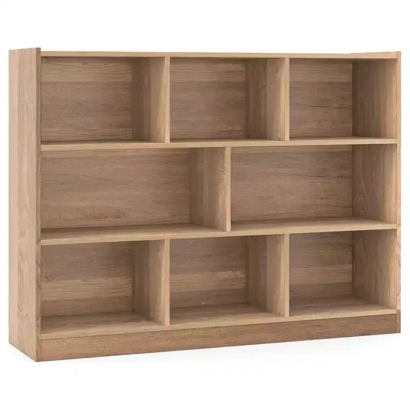 Costway Scaffale Aperto a 3 Ripiani Libreria a 8 Cubi Vetrinetta Contenitore Rovere Francese Grigio/Bianco/Giallo/Naturale/Blu/Verde