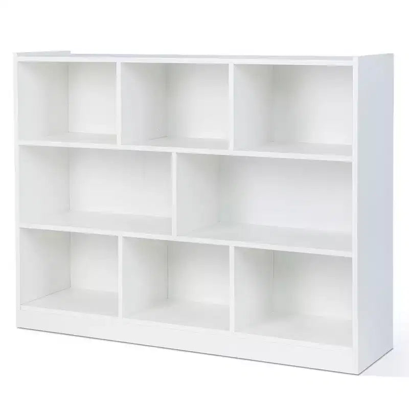 Costway Scaffale Aperto a 3 Ripiani Libreria a 8 Cubi Vetrinetta Contenitore Rovere Francese Grigio/Bianco/Giallo/Naturale/Blu/Verde