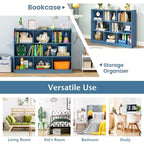 Costway Scaffale Aperto a 3 Ripiani Libreria a 8 Cubi Vetrinetta Contenitore Rovere Francese Grigio/Bianco/Giallo/Naturale/Blu/Verde