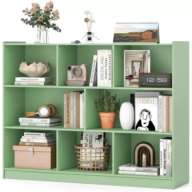 Costway Scaffale Aperto a 3 Ripiani Libreria a 8 Cubi Vetrinetta Contenitore Rovere Francese Grigio/Bianco/Giallo/Naturale/Blu/Verde