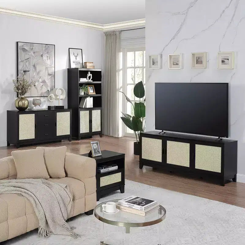 Set di 2 librerie a 7 ripiani in canna Sheridan Modern - Manhattan Comfort