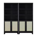 Set of 2 Sheridan Modern 7 Shelf Cane Bookcases - Manhattan Comfort