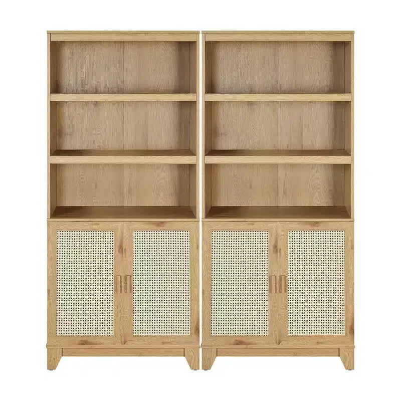 Set di 2 librerie a 7 ripiani in canna Sheridan Modern - Manhattan Comfort