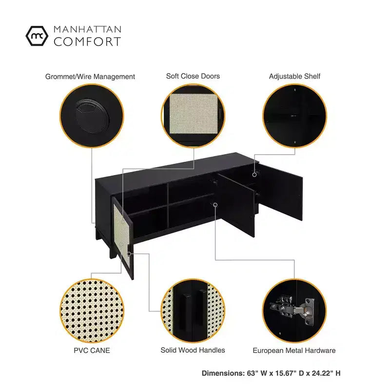 Mobile TV Sheridan Modern 6 ripiani in canna per TV fino a 55" - Manhattan Comfort