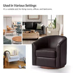 Set di 2 sedie moderne girevoli a barilotto Jessie da 30,5 pollici di larghezza in similpelle con base in legno massello|ART OF LIVING DESIGNS