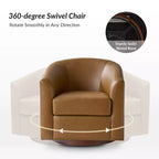 Set di 2 sedie moderne girevoli a barilotto Jessie da 30,5 pollici di larghezza in similpelle con base in legno massello|ART OF LIVING DESIGNS