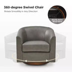 Set di 2 sedie moderne girevoli a barilotto Jessie da 30,5 pollici di larghezza in similpelle con base in legno massello|ART OF LIVING DESIGNS