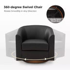 Set di 2 sedie moderne girevoli a barilotto Jessie da 30,5 pollici di larghezza in similpelle con base in legno massello|ART OF LIVING DESIGNS