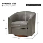 Set di 2 sedie moderne girevoli a barilotto Jessie da 30,5 pollici di larghezza in similpelle con base in legno massello|ART OF LIVING DESIGNS