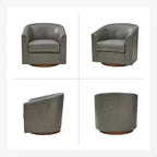 Set di 2 sedie moderne girevoli a barilotto Jessie da 30,5 pollici di larghezza in similpelle con base in legno massello|ART OF LIVING DESIGNS