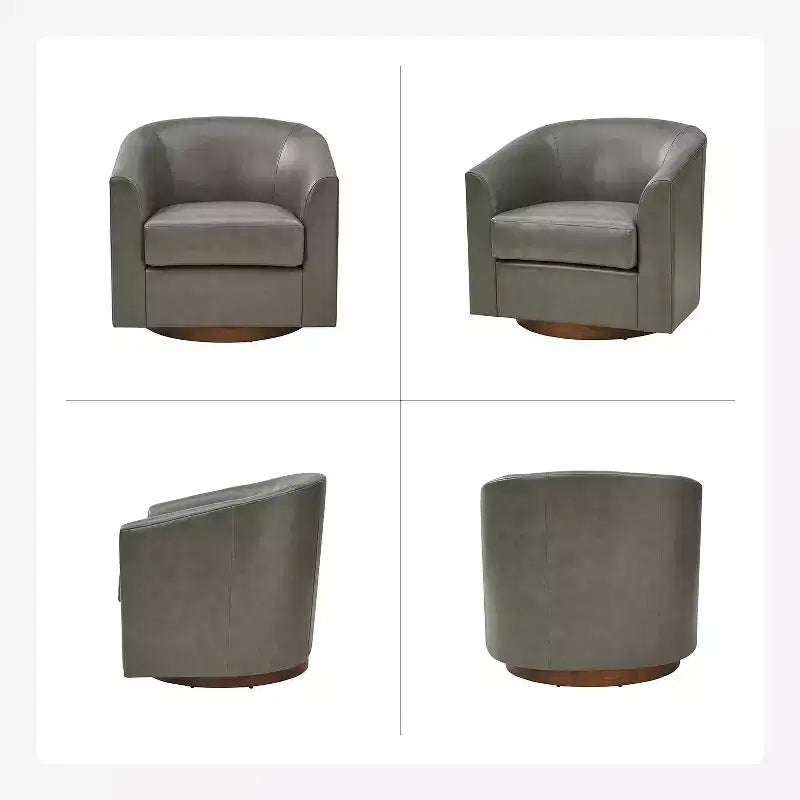 Set di 2 sedie moderne girevoli a barilotto Jessie da 30,5 pollici di larghezza in similpelle con base in legno massello|ART OF LIVING DESIGNS