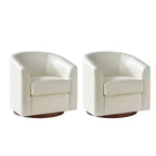 Set di 2 sedie moderne girevoli a barilotto Jessie da 30,5 pollici di larghezza in similpelle con base in legno massello|ART OF LIVING DESIGNS