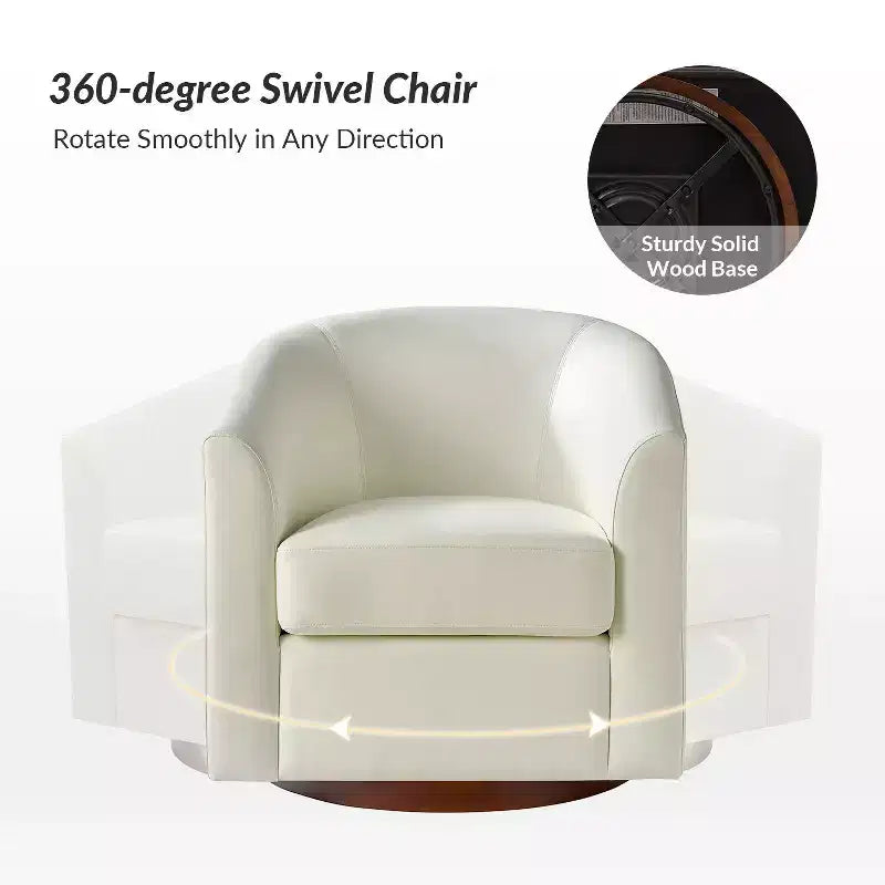 Set di 2 sedie moderne girevoli a barilotto Jessie da 30,5 pollici di larghezza in similpelle con base in legno massello|ART OF LIVING DESIGNS