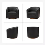 Set di 2 sedie moderne girevoli a barilotto Jessie da 30,5 pollici di larghezza in similpelle con base in legno massello|ART OF LIVING DESIGNS