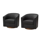 Set of 2 Jessie 30.5 Wide Modern Swivel Barrel Faux Leather Chair with Solid Wood Base|ART OF LIVING DESIGNS