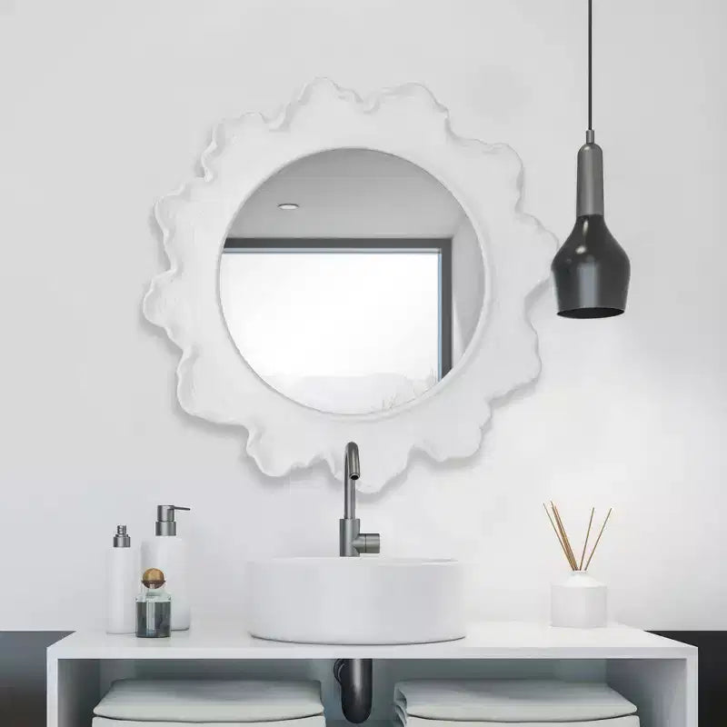 Specchio da parete rotondo Uttermost Sea Coral Matte White 33 3/4
