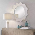 Specchio da parete rotondo Uttermost Sea Coral Matte White 33 3/4