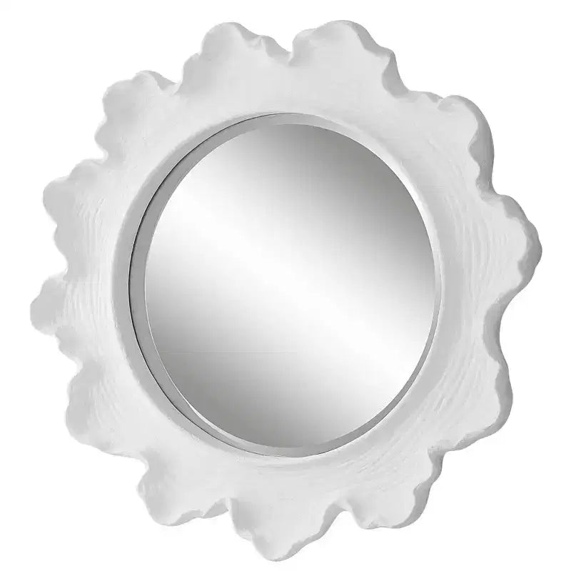 Specchio da parete rotondo Uttermost Sea Coral Matte White 33 3/4