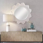 Specchio da parete rotondo Uttermost Sea Coral Matte White 33 3/4