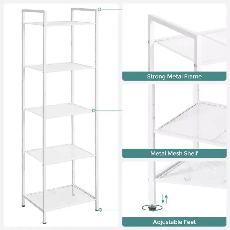 SONGMICS Scaffale Portaoggetti Scaffale da Bagno Estensibile in Acciaio per Piante con Ripiano Regolabile