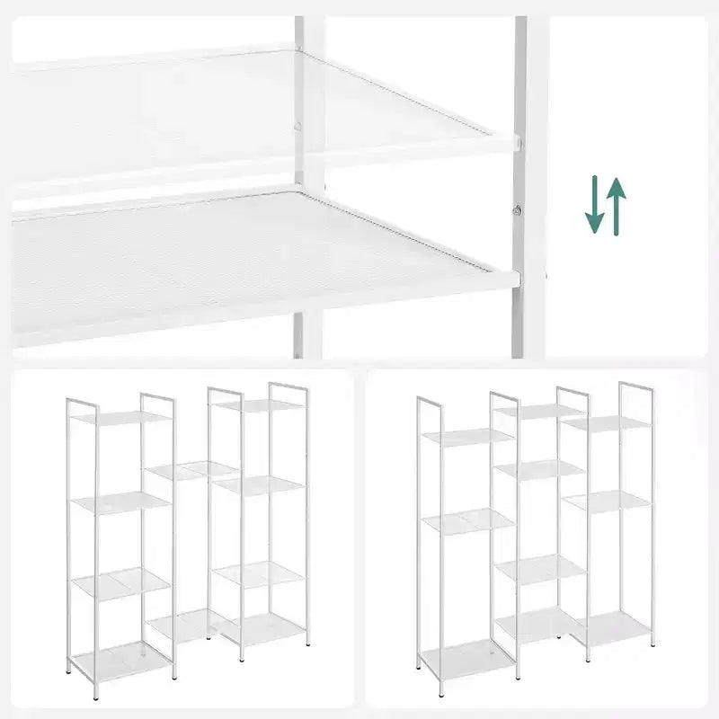 SONGMICS Scaffale Portaoggetti Scaffale da Bagno Estensibile in Acciaio per Piante con Ripiano Regolabile