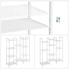 SONGMICS Scaffale Portaoggetti Scaffale da Bagno Estensibile in Acciaio per Piante con Ripiano Regolabile