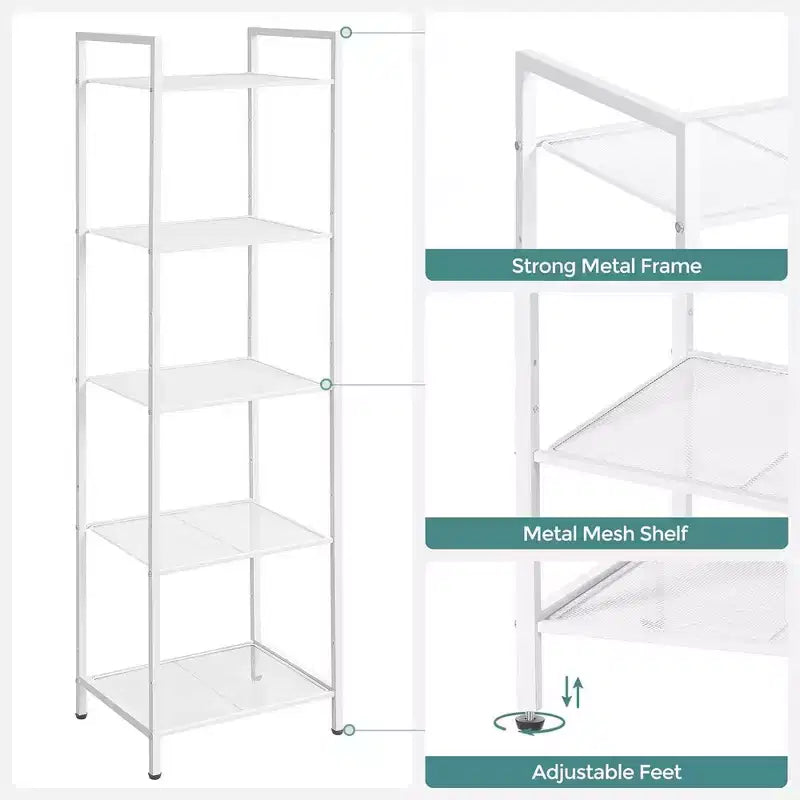 SONGMICS Scaffale Portaoggetti Scaffale da Bagno Estensibile in Acciaio per Piante con Ripiano Regolabile