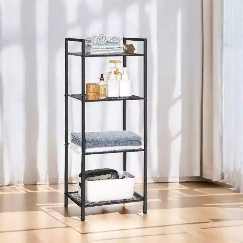 SONGMICS Scaffale Portaoggetti Scaffale da Bagno Estensibile in Acciaio per Piante con Ripiano Regolabile